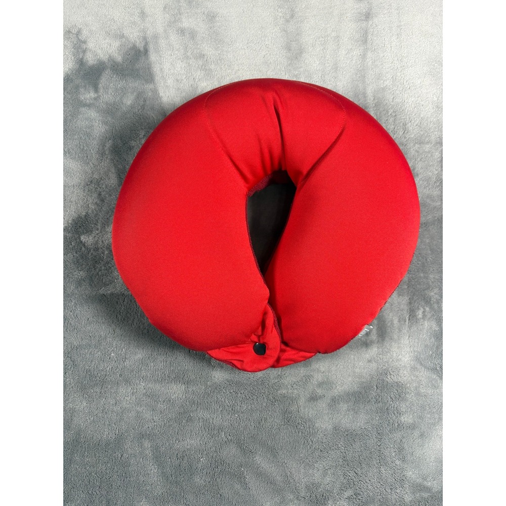 Go Travel Microbead Neck Pillow OS Red Dual Sided Comfort U-Shape Snap Closure